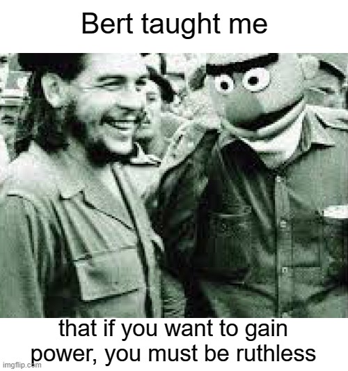 that if you want to gain power, you must be ruthless Bert taught me | made w/ Imgflip meme maker