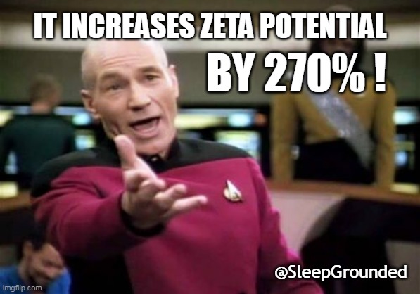 Zeta Potential - SleepGrounded | IT INCREASES ZETA POTENTIAL; BY 270% ! @SleepGrounded | image tagged in memes,picard wtf | made w/ Imgflip meme maker