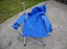 High Quality Blue folding chair, wrecked Blank Meme Template