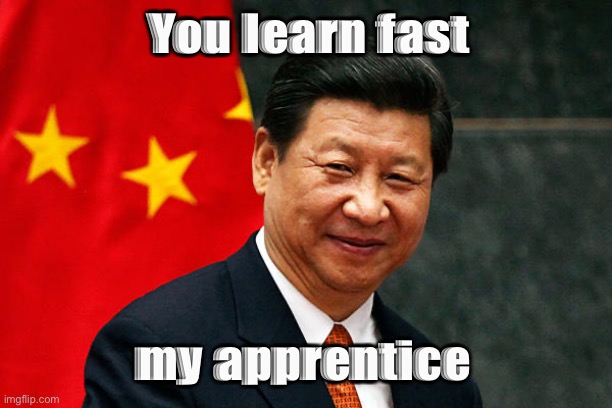 Xi Jinping | You learn fast my apprentice | image tagged in xi jinping | made w/ Imgflip meme maker