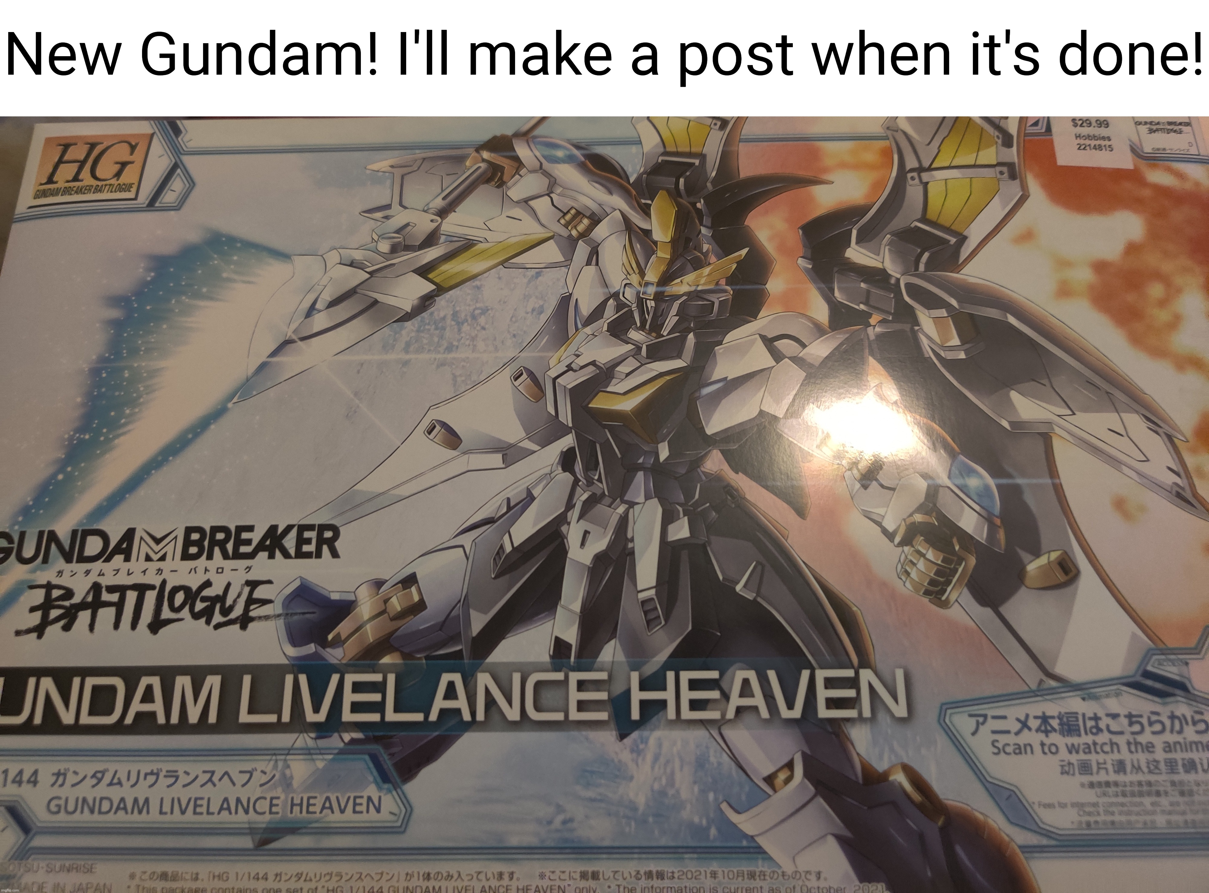 :D | New Gundam! I'll make a post when it's done! | made w/ Imgflip meme maker