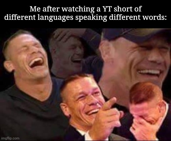 The languages were Portuguese, English, and German (German pronunciation kills me XD) | Me after watching a YT short of different languages speaking different words: | image tagged in read this and youre gay | made w/ Imgflip meme maker