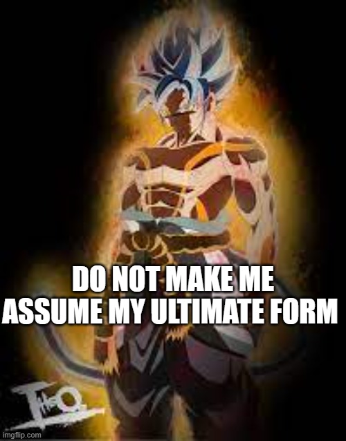 Ultimate Form | DO NOT MAKE ME ASSUME MY ULTIMATE FORM | image tagged in goku,ultimate form,dragon ball z | made w/ Imgflip meme maker