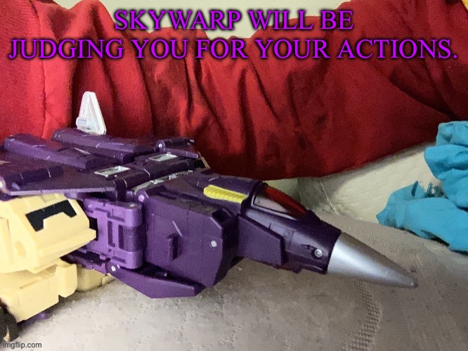 SKYWARP WILL BE JUDGING YOU FOR YOUR ACTIONS. | made w/ Imgflip meme maker