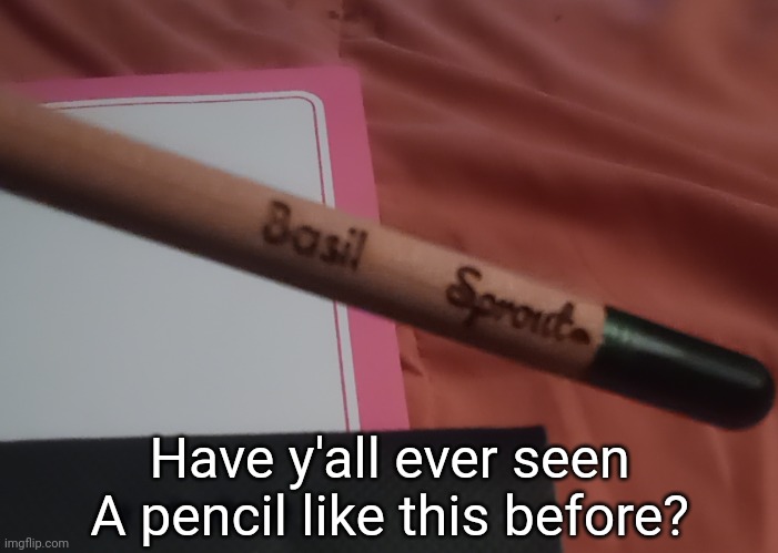 Basically I used this pencil to draw the suggestions on the first sketchbook page. [More info in the comments] | Have y'all ever seen A pencil like this before? | image tagged in idk,stuff,s o u p,carck | made w/ Imgflip meme maker