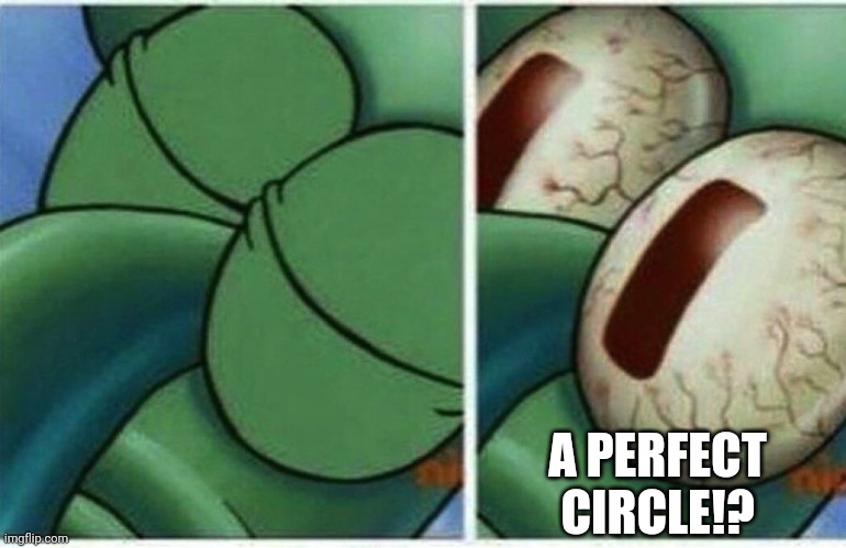 Squidward | A PERFECT CIRCLE!? | image tagged in squidward | made w/ Imgflip meme maker