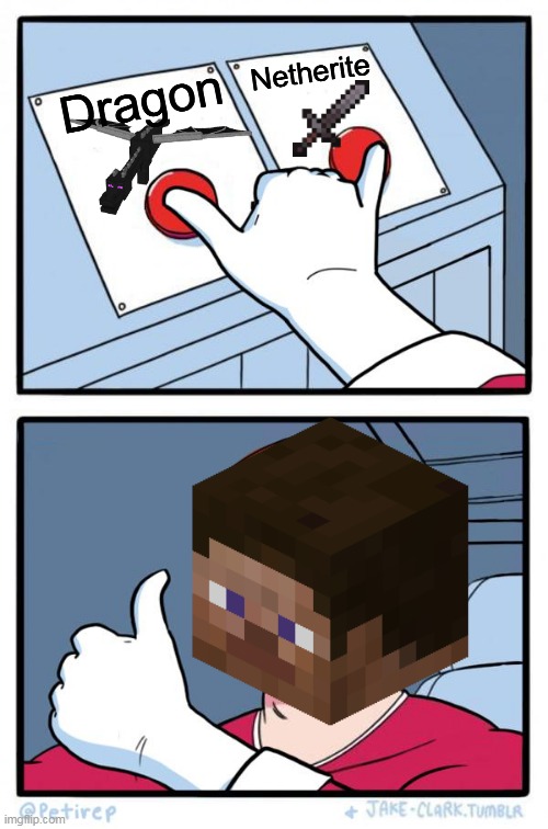 minecraft meme #1 | Netherite; Dragon | image tagged in both buttons pressed | made w/ Imgflip meme maker