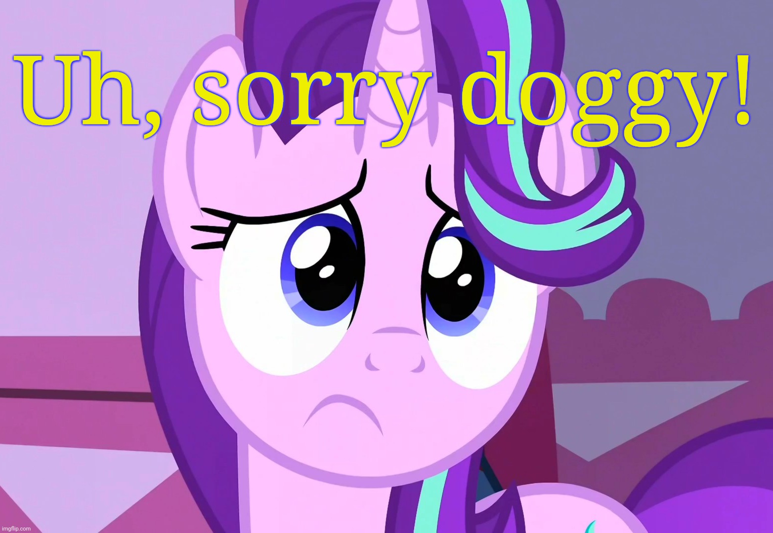 Sadlight Glimmer (MLP) | Uh, sorry doggy! | image tagged in sadlight glimmer mlp | made w/ Imgflip meme maker
