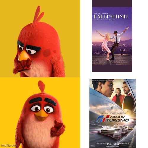 Anyone Excited For the Gran Turismo Movie (Feat. Red from the Angry Birds Movie) | image tagged in gran turismo | made w/ Imgflip meme maker