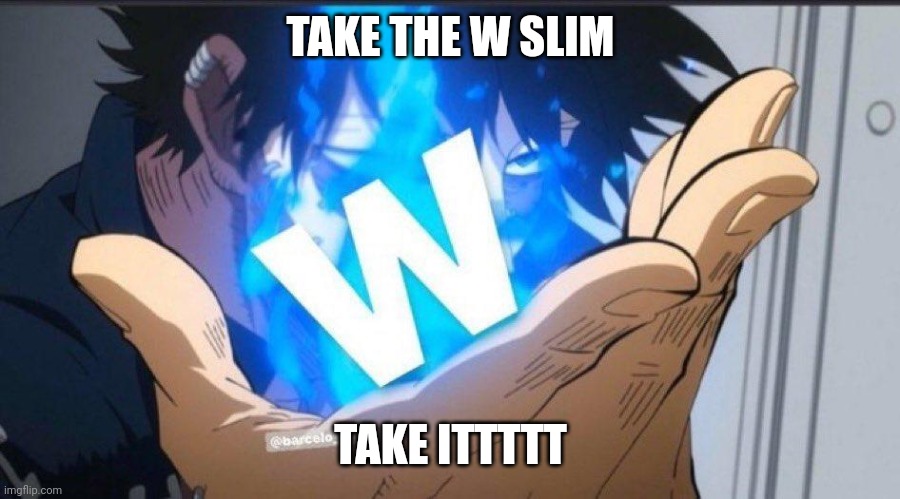 Take the W | TAKE THE W SLIM TAKE ITTTTT | image tagged in take the w | made w/ Imgflip meme maker