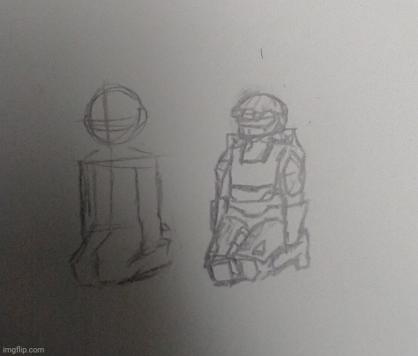 I made this a little while ago on some paper :> | image tagged in halo,art,meme | made w/ Imgflip meme maker