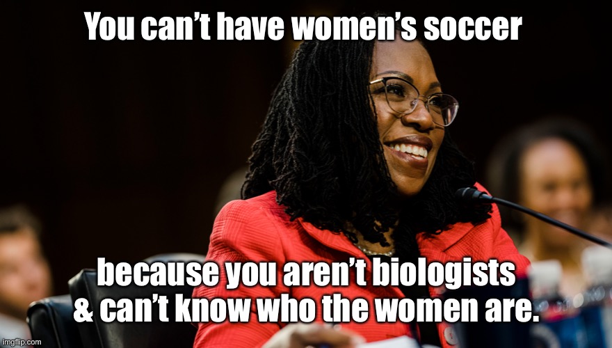 Supreme Court | You can’t have women’s soccer because you aren’t biologists & can’t know who the women are. | image tagged in supreme court | made w/ Imgflip meme maker