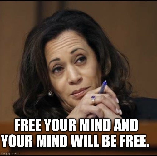 Kamala Harris  | FREE YOUR MIND AND YOUR MIND WILL BE FREE. | image tagged in kamala harris | made w/ Imgflip meme maker