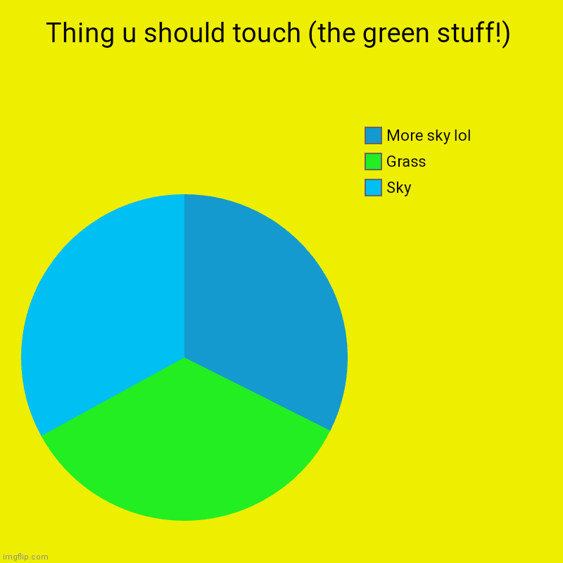 Thing u should touch (the green stuff!) | Sky, Grass, More sky lol | image tagged in charts,pie charts | made w/ Imgflip chart maker