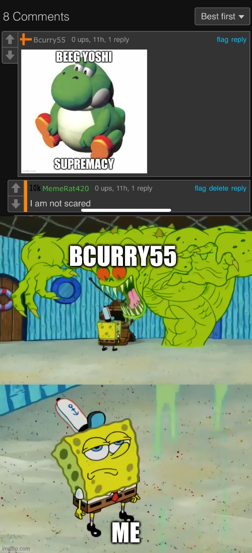 BCURRY55; ME | image tagged in ghost not scaring spongebob | made w/ Imgflip meme maker