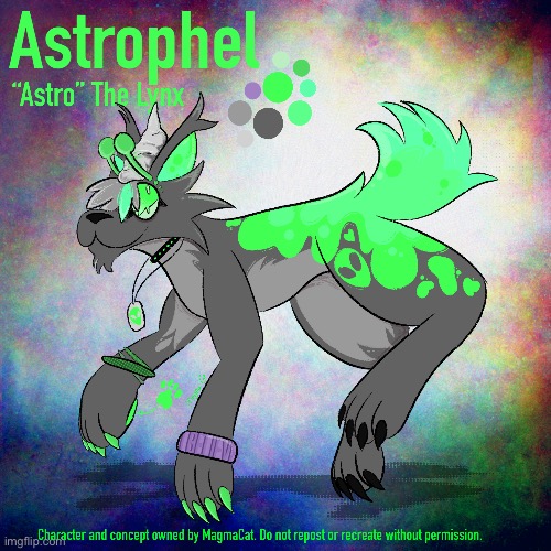 Got a new ‘sona, was going to be an adopt, but I love them too much. Meet Astro (my Skinwalker Ranch brainrot baby) | made w/ Imgflip meme maker