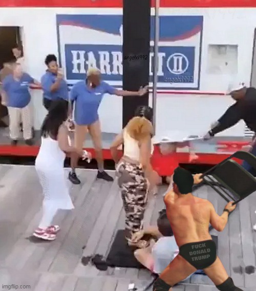 image tagged in wrestling,alamaba,riverboat,brawl,dock,chair | made w/ Imgflip meme maker