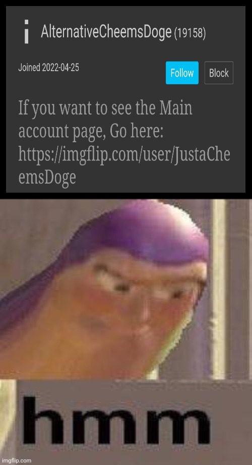 Is him really cheems alt? Im not so sure | image tagged in buzz lightyear hmm,memes | made w/ Imgflip meme maker