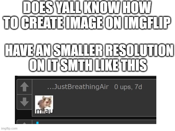 DOES YALL KNOW HOW TO CREATE IMAGE ON IMGFLIP; HAVE AN SMALLER RESOLUTION ON IT SMTH LIKE THIS | made w/ Imgflip meme maker