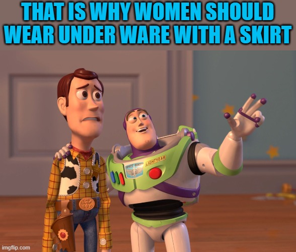a good idea | THAT IS WHY WOMEN SHOULD WEAR UNDER WARE WITH A SKIRT | image tagged in memes,x x everywhere | made w/ Imgflip meme maker