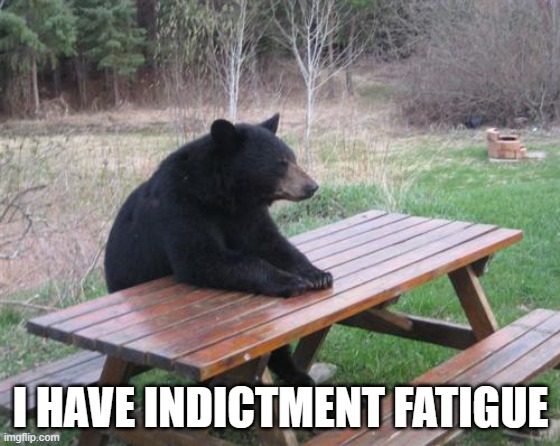 Bad Luck Bear | I HAVE INDICTMENT FATIGUE | image tagged in memes,bad luck bear | made w/ Imgflip meme maker