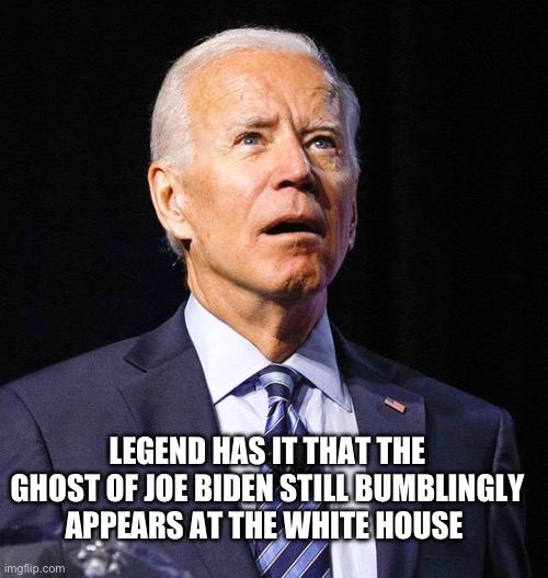 The ghost of Joe Biden is running for president | LEGEND HAS IT THAT THE GHOST OF JOE BIDEN STILL BUMBLINGLY APPEARS AT THE WHITE HOUSE | image tagged in joe biden,ghost,the walking dead,lets go,brandon | made w/ Imgflip meme maker