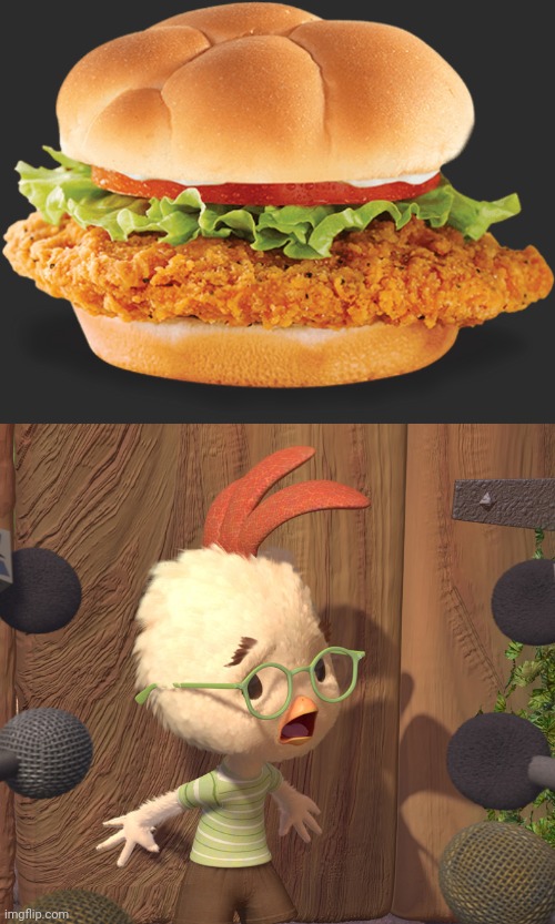 Was it really worth it? Now he's an orphan! | image tagged in chicken sandwich,chicken little,orphan,chicken,nom nom nom | made w/ Imgflip meme maker