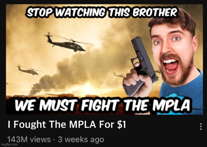 I Fought The MPLA For $1 | image tagged in mrbeast,call of duty,gaming | made w/ Imgflip meme maker