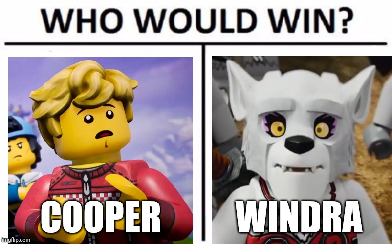 Racing dreamcrafter versus wolf mechanic | COOPER; WINDRA | image tagged in memes,who would win,lego,chima,dreamzzz,wolf | made w/ Imgflip meme maker