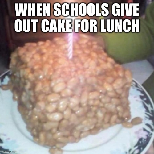 schools lunch -sad- | WHEN SCHOOLS GIVE OUT CAKE FOR LUNCH | image tagged in funny,memes,school lunch,school meme,school,relatable memes | made w/ Imgflip meme maker