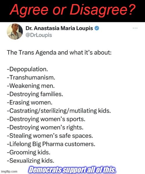 The Transgenda? | image tagged in politics,liberals vs conservatives,trans,agenda,men and women,food for thought | made w/ Imgflip meme maker