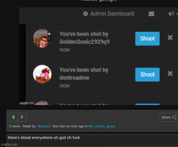 accidentally cut out the title oopsie woopsie (it said "intense gunfight") | made w/ Imgflip meme maker