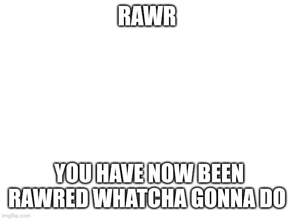 RAWR; YOU HAVE NOW BEEN RAWRED WHATCHA GONNA DO | image tagged in you have been rawred | made w/ Imgflip meme maker