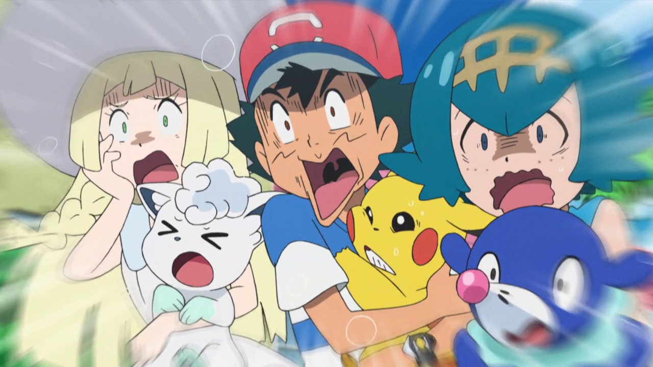 ash and friends scared of who Blank Meme Template