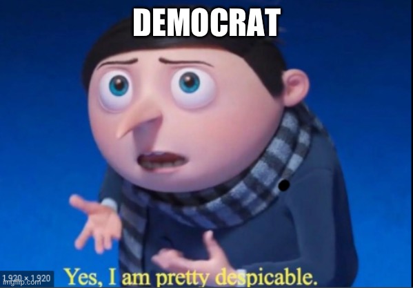 yes, i am pretty despicable | DEMOCRAT | image tagged in yes i am pretty despicable | made w/ Imgflip meme maker