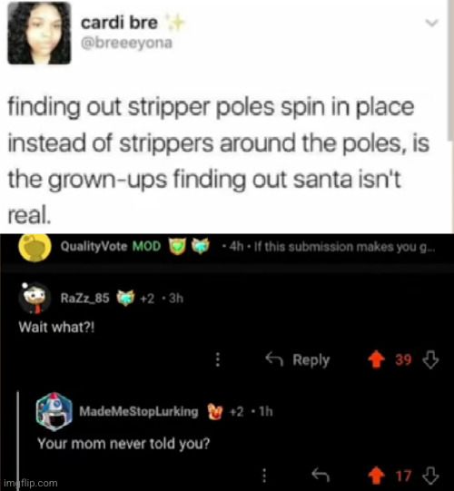 REALITY CHECK | image tagged in reality check,strip club,stripper pole,funny,cursed,comments | made w/ Imgflip meme maker