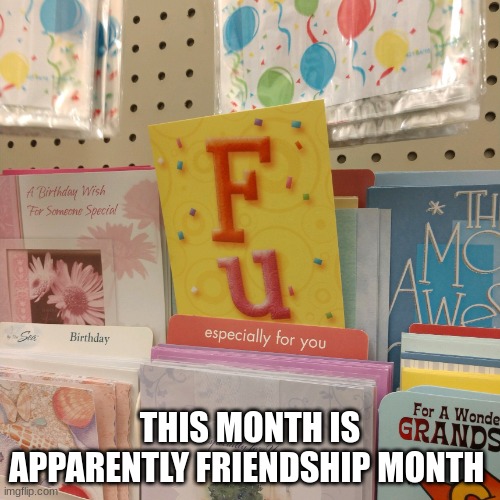 the best friendships are the people who hate each other to the point they will fight each other and you and ur friend get to wat | THIS MONTH IS APPARENTLY FRIENDSHIP MONTH | image tagged in fu especially for you | made w/ Imgflip meme maker