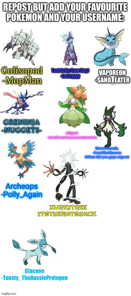 Glaceon
-Toasty_TheAussieProtogen | made w/ Imgflip meme maker