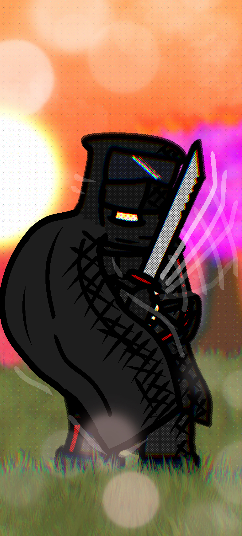 High Quality goofy boofy drawing of phantom doin edgy swordfighter stuff Blank Meme Template