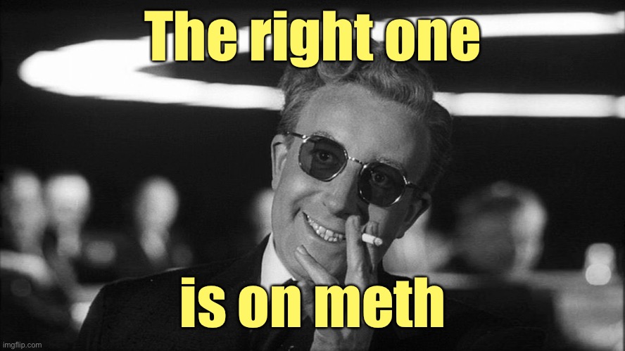 Doctor Strangelove says... | The right one is on meth | image tagged in doctor strangelove says | made w/ Imgflip meme maker