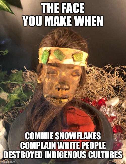 THE FACE YOU MAKE WHEN; COMMIE SNOWFLAKES COMPLAIN WHITE PEOPLE DESTROYED INDIGENOUS CULTURES | made w/ Imgflip meme maker
