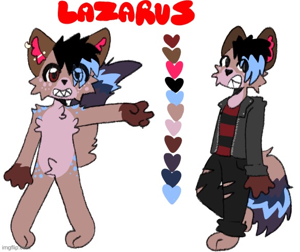 I got a ref for my sona (@HauntedMoss twitter) (btw I used to be Elias for ppl who don't know me) | image tagged in lazzie temp | made w/ Imgflip meme maker