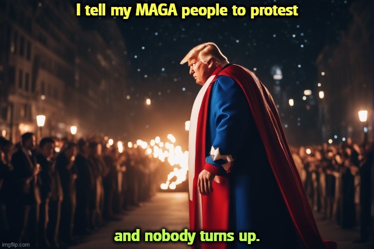 These people won't go to jail for me? What good are they? | I tell my MAGA people to protest; and nobody turns up. | image tagged in trump,maga,small,protest | made w/ Imgflip meme maker