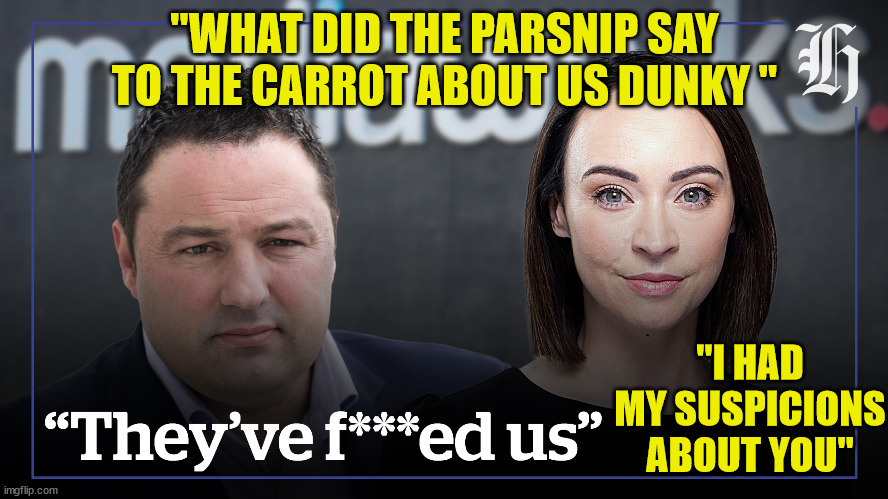Tova OBrien | "WHAT DID THE PARSNIP SAY TO THE CARROT ABOUT US DUNKY "; "I HAD MY SUSPICIONS ABOUT YOU" | image tagged in expectation vs reality,reality check,new zealand,doh,radio | made w/ Imgflip meme maker