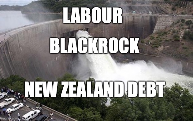 NZ Blackrock | LABOUR; BLACKROCK; NEW ZEALAND DEBT | image tagged in floodgate | made w/ Imgflip meme maker