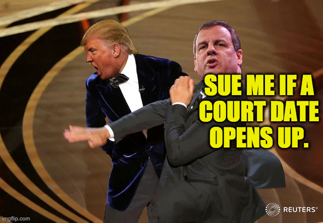 Will Smith punching Chris Rock | SUE ME IF A
COURT DATE
OPENS UP. | image tagged in will smith punching chris rock | made w/ Imgflip meme maker