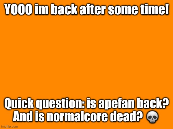 Ty | YOOO im back after some time! Quick question: is apefan back?
And is normalcore dead? 💀 | image tagged in i dunno | made w/ Imgflip meme maker