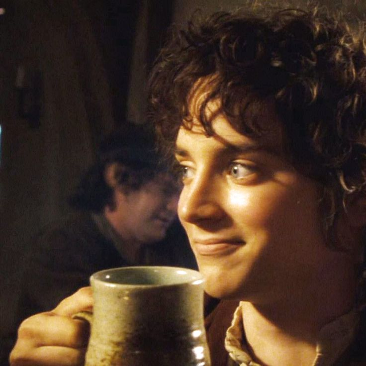 High Quality Frodo with Drink close up Blank Meme Template