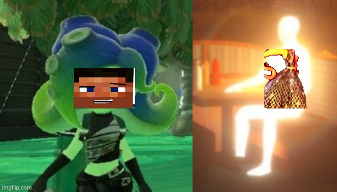image tagged in sanitized octoling,glowing man | made w/ Imgflip meme maker