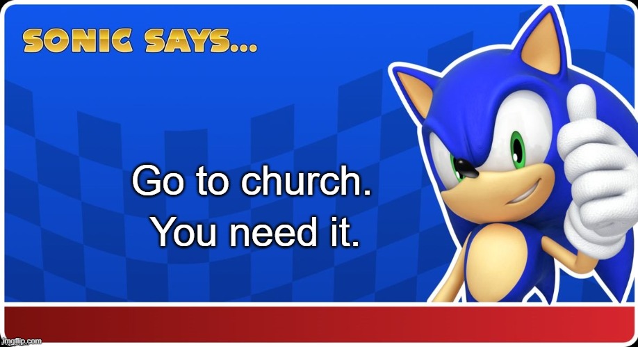 Sonic Says (S&ASR) | Go to church. You need it. | image tagged in sonic says s asr | made w/ Imgflip meme maker